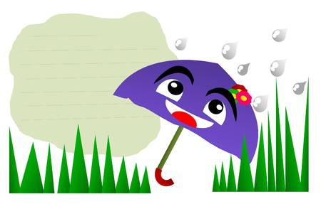 Comic cute rain umbrella.の写真素材