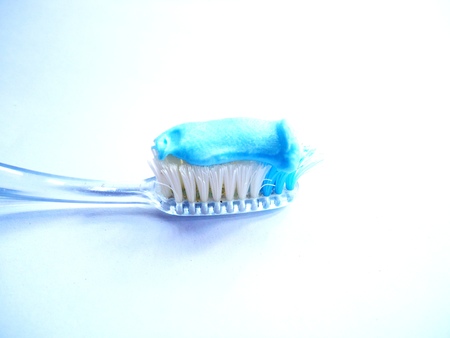 Blue toothpaste and blue toothpaste waiting to use.