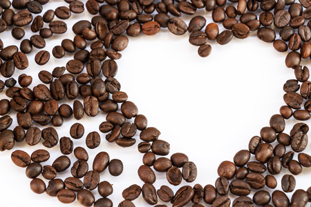 Coffee beans isolated on white backgroundの写真素材