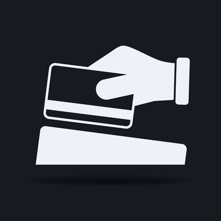 hand holding credit card black icon. vector illustrationのイラスト素材