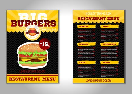 Burger flyer design vector template in A4 size. Brochure and Layout Design. food concept. vectorのイラスト素材