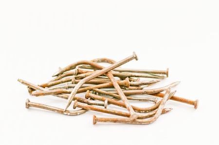 Rusty nails isolated on white background  の写真素材