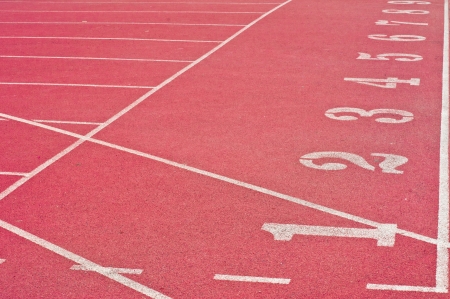 Running track numbers in front of tracksの写真素材