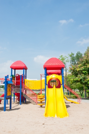 Modern children playground in parkの写真素材