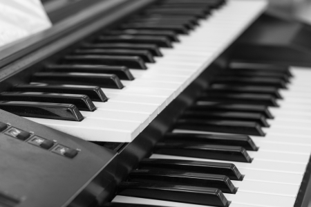 piano keys closeup monochrome の写真素材