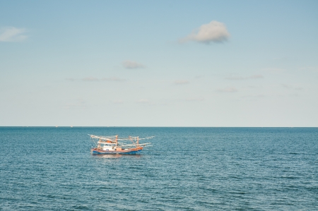 Seascape with fishing boat, Thailand の写真素材