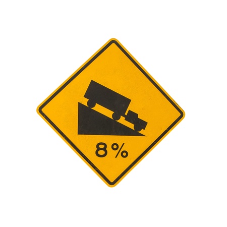 Yellow street signs warning of dangerous slopes  の写真素材