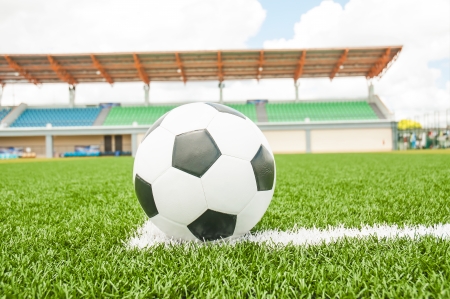 soccer ball on soccer fieldの写真素材