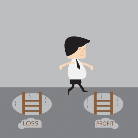 Businessman walking into profit  のイラスト素材