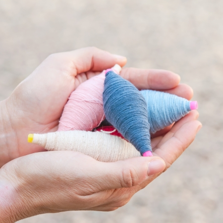 Group of thread on hand weaving cottonの写真素材