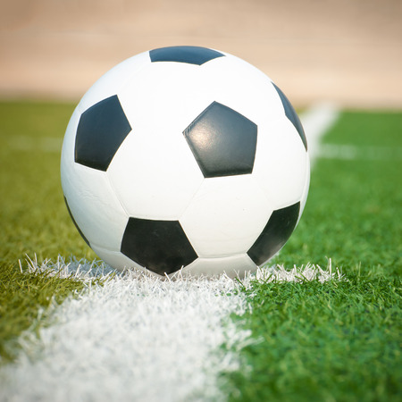 Soccer ball on the fieldの写真素材