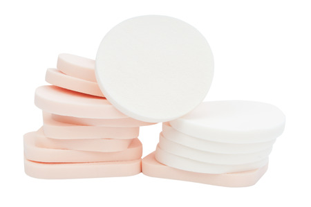 Cosmetic sponges isolated on white with clipping path.の写真素材