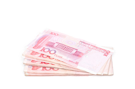 100 Yuan on white background.