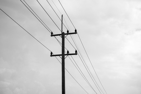 Electricity post in black and white styleの写真素材