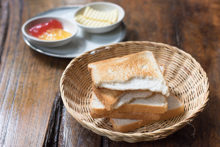 pile of toast for breakfastの写真素材