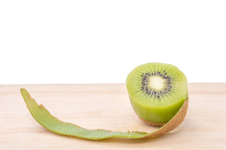 kiwi fruit on wooden tableの写真素材