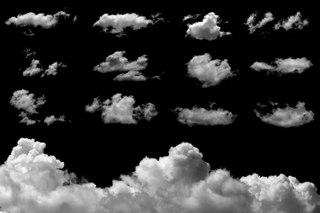 Set of isolated clouds on black background.の写真素材