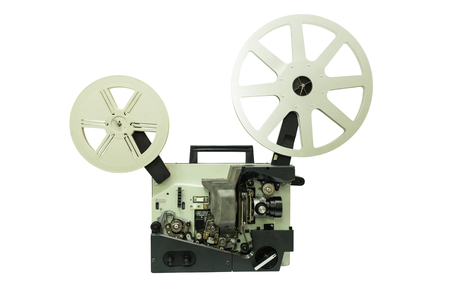Old film projector isolated on white background. This has clipping path.の写真素材