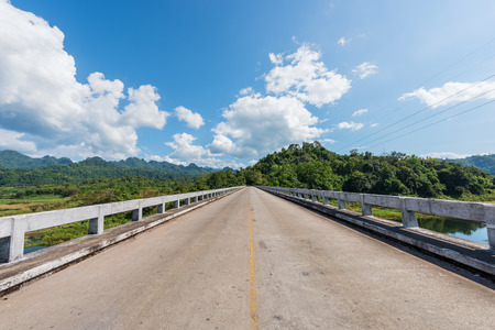 Modern bridge over river in country, Thailand.の写真素材