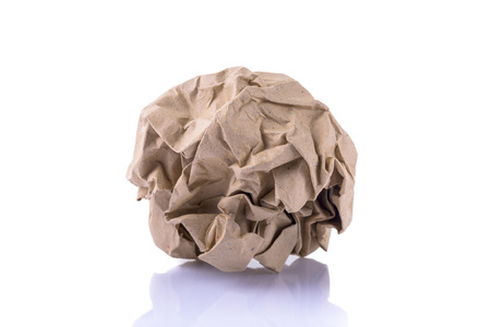 Crumpled paper on white backgroundの写真素材