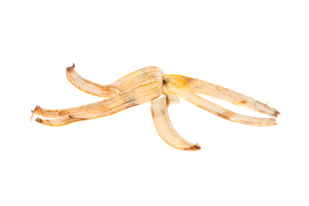 banana peel on white backgroundの写真素材