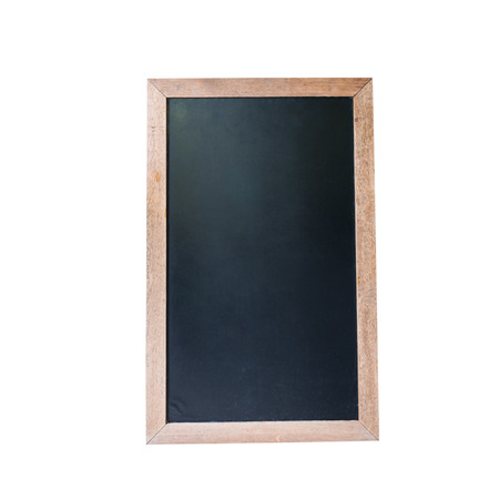 Blank chalkboard in wooden frame isolated on white,の写真素材