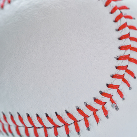 Close up of a baseball threads with copy space backgroundの写真素材