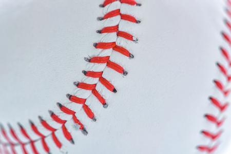 Close up of a baseball threads with copy space backgroundの写真素材