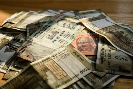 Indian rupee banknotes close-up.の写真素材