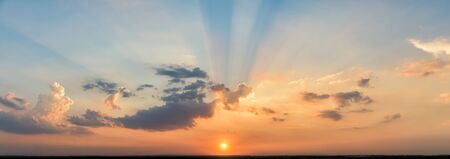 Panoramic view of the sunset skyの写真素材