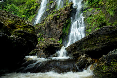 Beautiful deep forest waterfall at Thailand.の写真素材