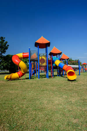 Playground in the park with blue sky