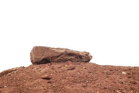 Rocks and piles of dirt on white background.の写真素材