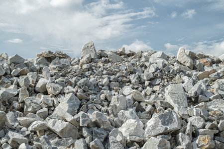 Beautiful pile of rocks and bright blue sky.の写真素材