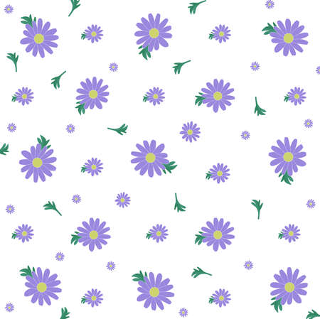purple flowers on a white backgroundのイラスト素材