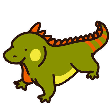 Outlined simple flat Green iguanaのイラスト素材