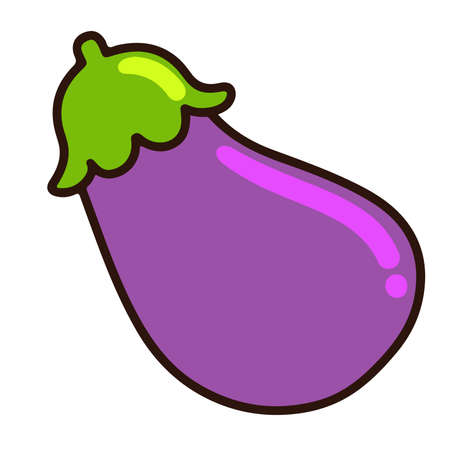 Simple and cute purple eggplantのイラスト素材
