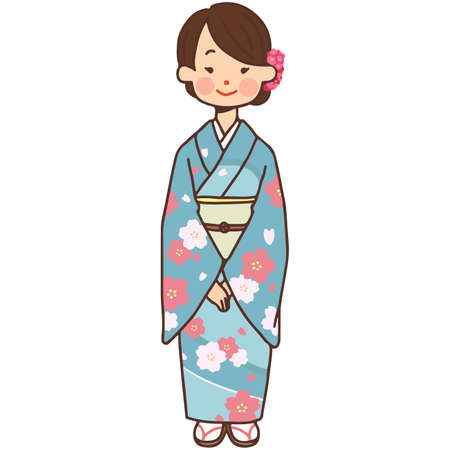 Woman wearing a Japanese kimonoのイラスト素材