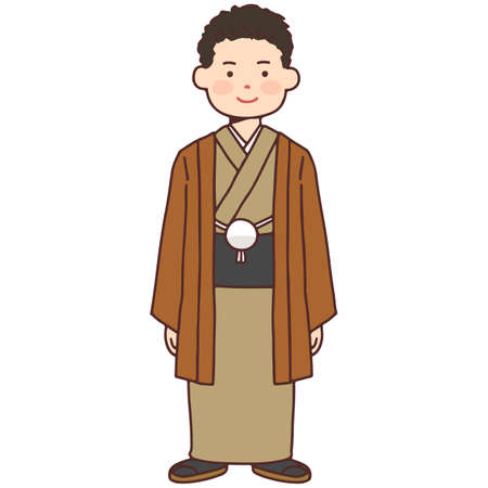 Man wearing a Japanese kimonoのイラスト素材