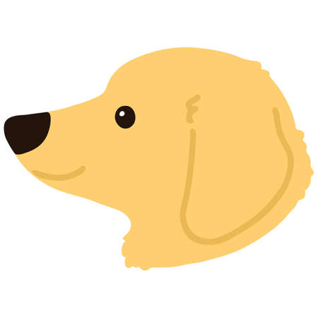 Flat colored golden Miniature Dachshund side faceのイラスト素材