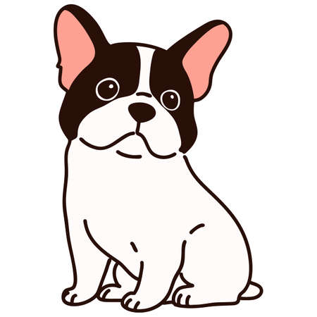 Outlined French Bulldog sitting front viewのイラスト素材