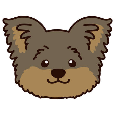 Outlined simple and adorable Yorkshire Terrier front head illustrationのイラスト素材