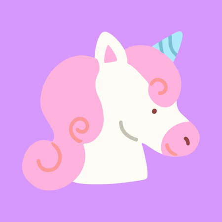Simple and flat colored Unicornのイラスト素材