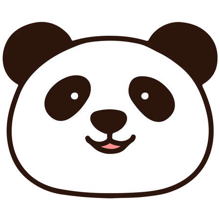 Outlined simple and cute panda headのイラスト素材
