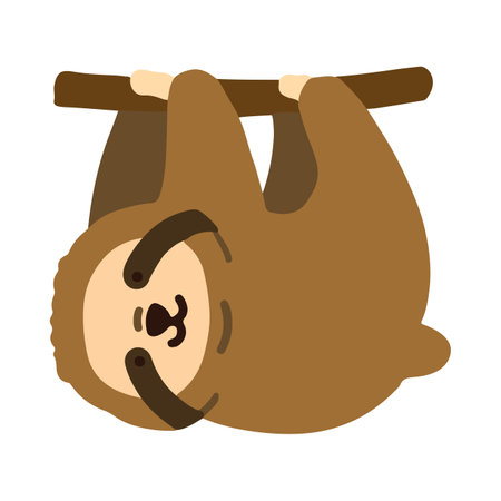 Simple and flat colored Sloth on a branchのイラスト素材