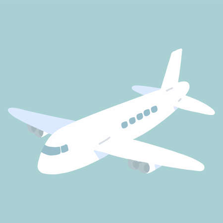 Flat colored simple white airplaneのイラスト素材