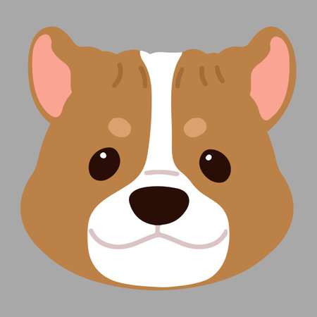 Flat colored adorable and simple dog front headのイラスト素材