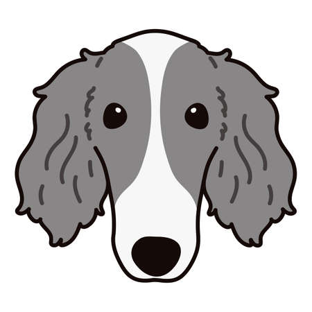 Cute and simple illustration of Borzoi Dog front faceのイラスト素材