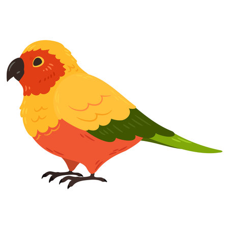 Simple and adorable flat colored Parakeet illustrationのイラスト素材