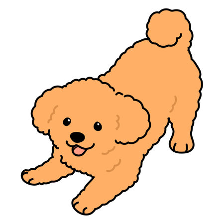 Simple and cute illustration of Toy Poodle being playfulのイラスト素材